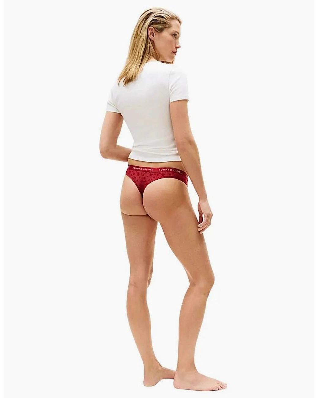 Tommy Hilfiger Red 3-Pack Mesh Stars Thongs Gift Set