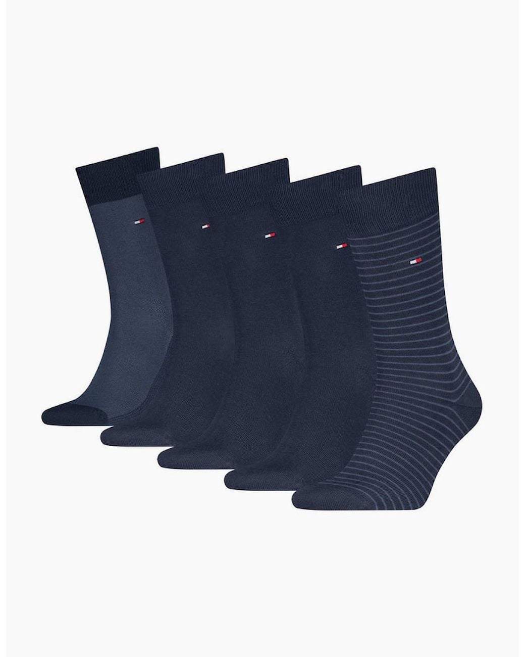 Tommy Hilfiger Blue 5 Pack Giftbox Stripe Crew Socks for men