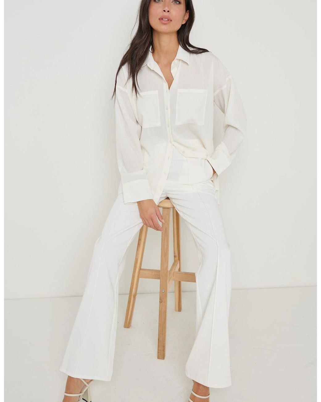 Pretty Lavish Natural Drew Crinkle Shirt