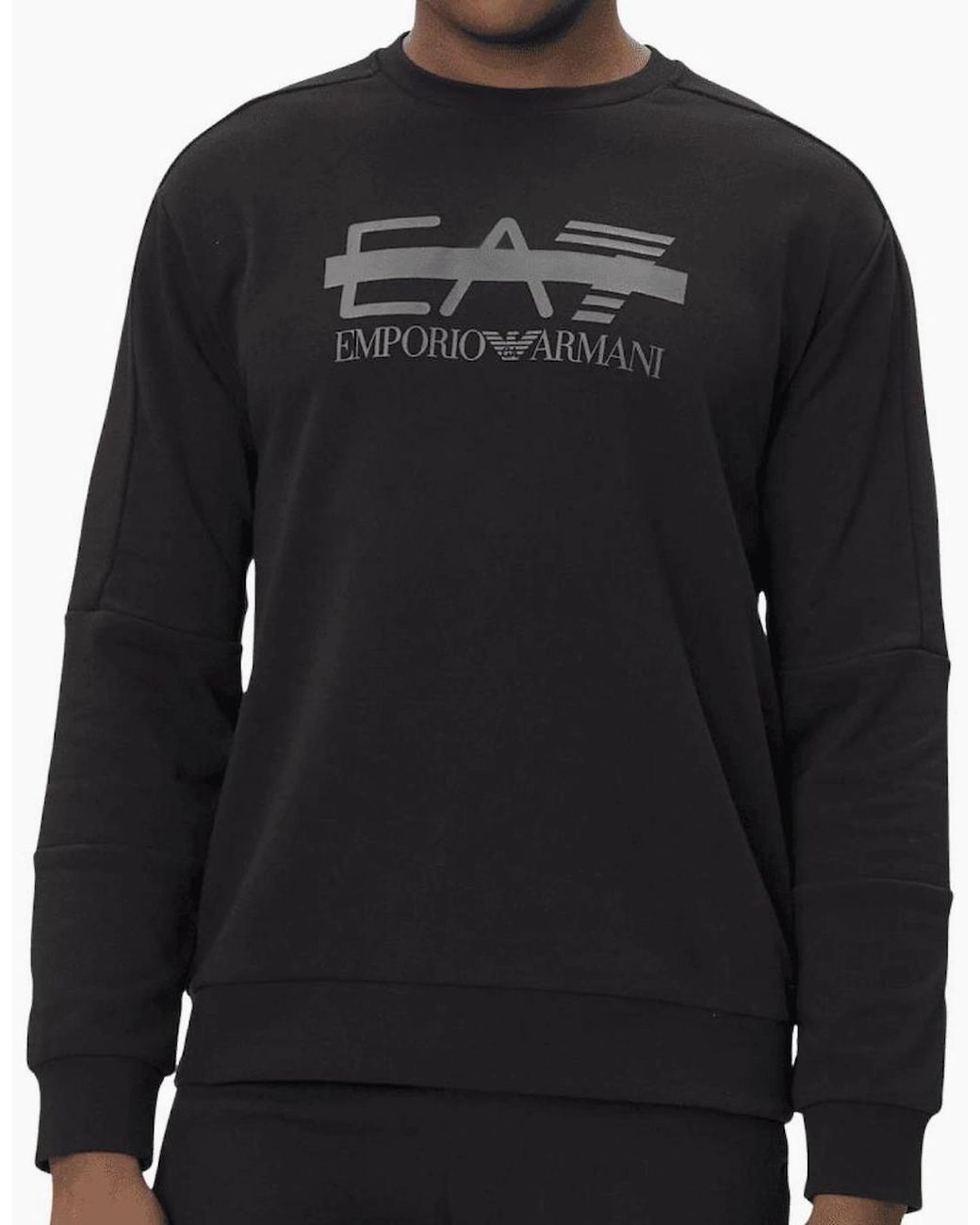 EA7 Black Graphic Logo/ Sweatshirt for men