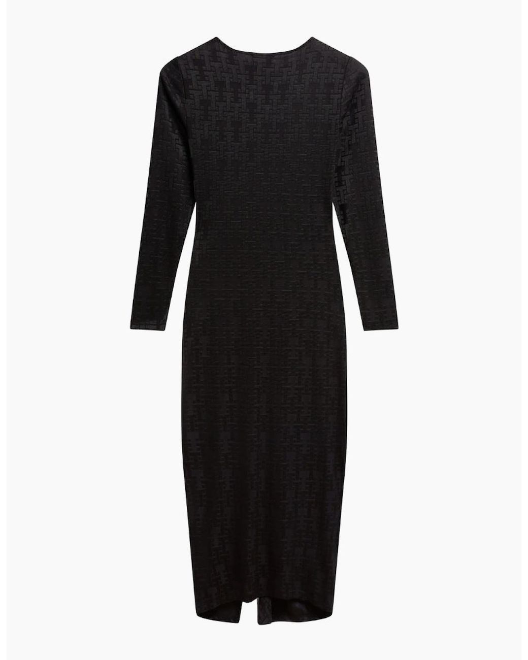 Ted Baker Black Sherlay Jacquard T Bodycon Gathered Dress