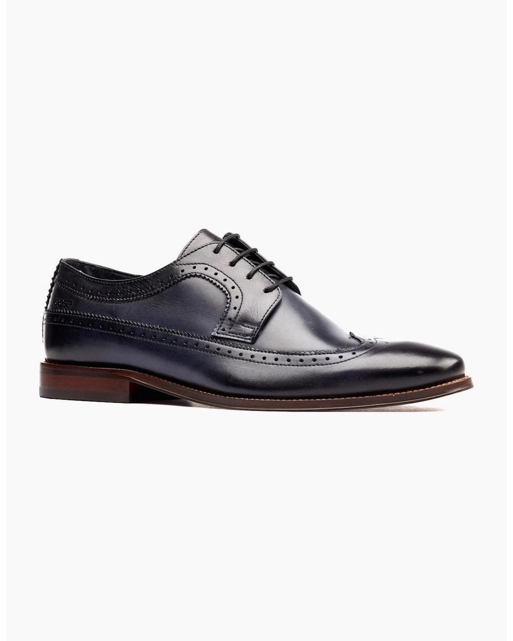 Base London Blue Havisham Plain Toe Derby Shoes for men