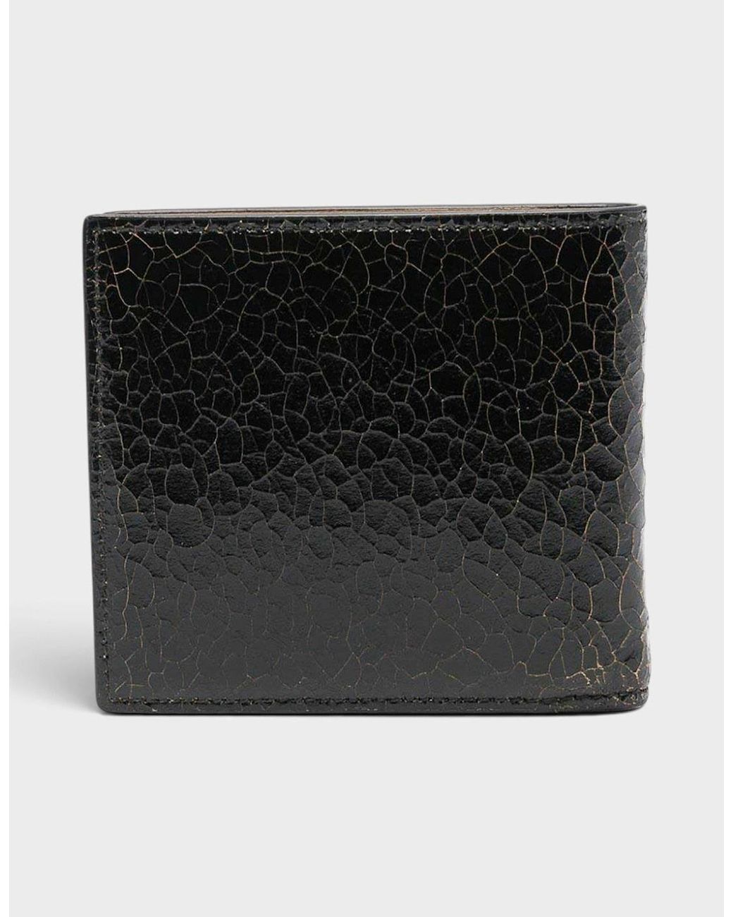 McQueen Black Logo Bi-Fold Wallet Crackled Leather for men