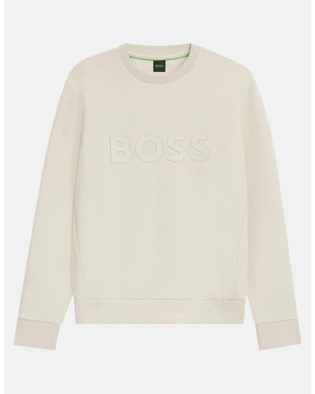 Boss White Boss Salbo Tonal Logo Sweatshirt Open