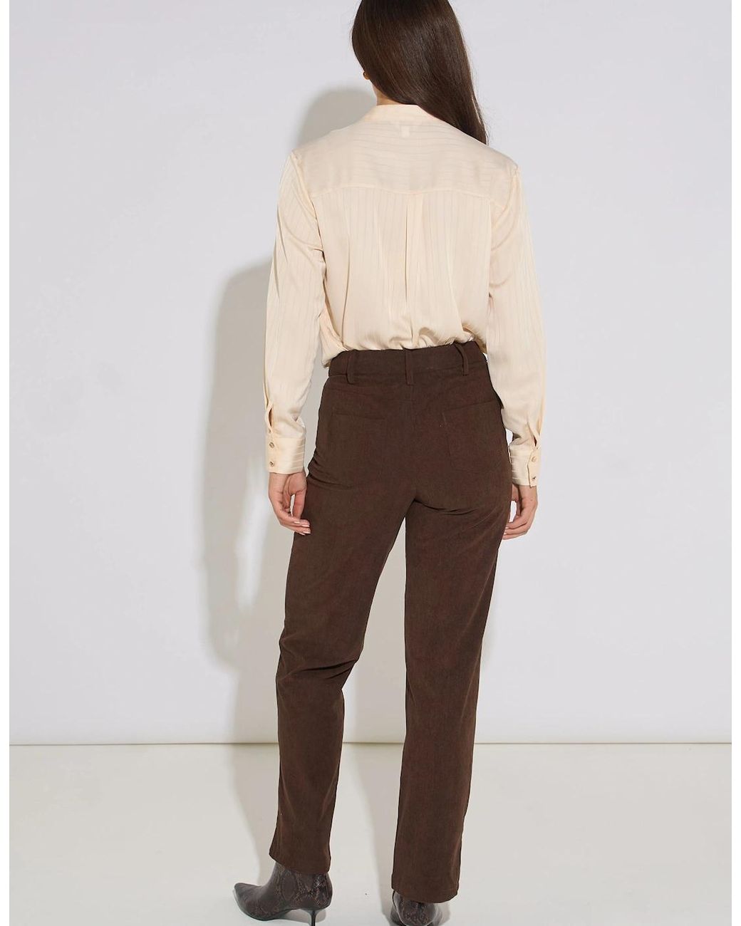 Gini London Natural Cord Straight Leg Trousers