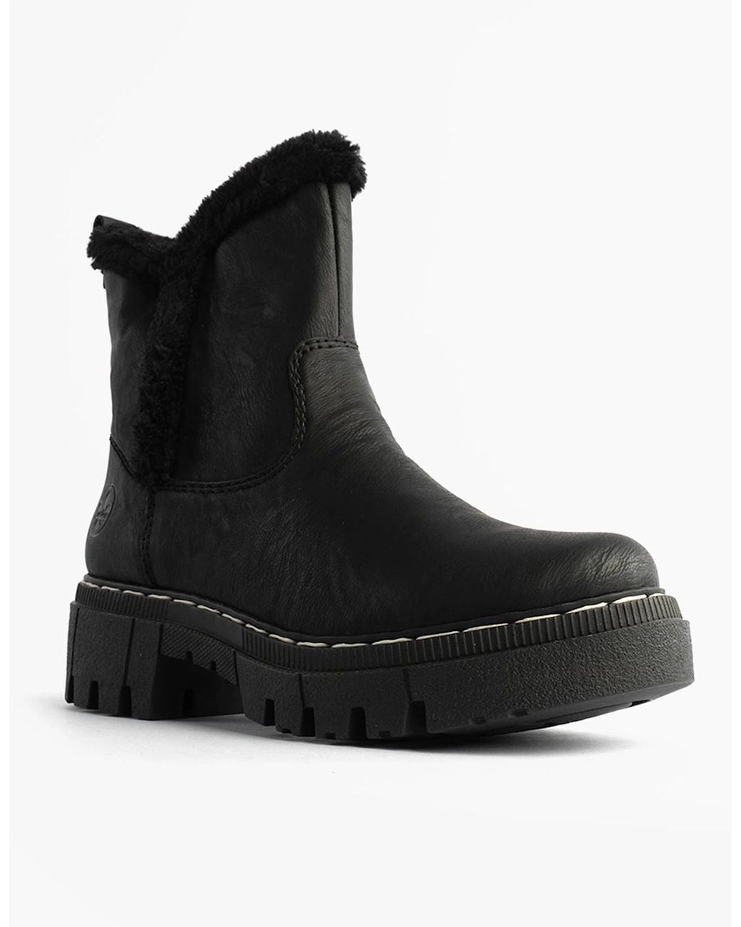 Rieker Black 74082-00 Flat Ankle Boots