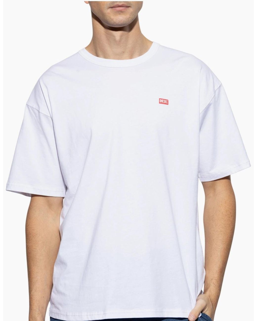 DIESEL White T-Shirt Cotton Relaxed Summer Tee for men