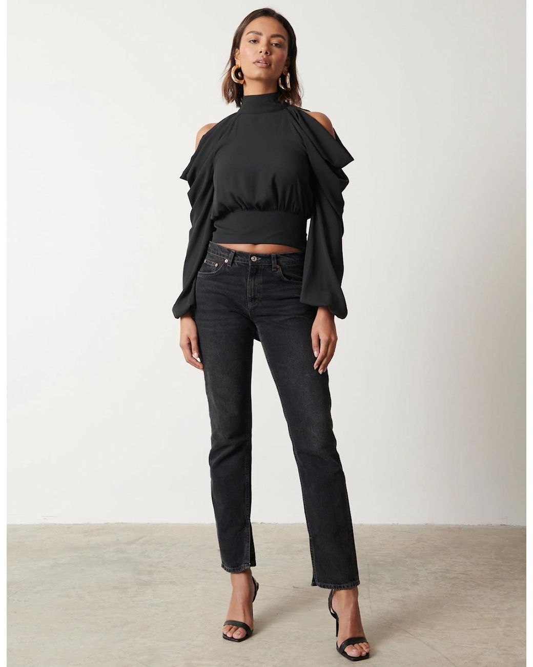 Pretty Lavish Black Selena Cold Shoulder Top