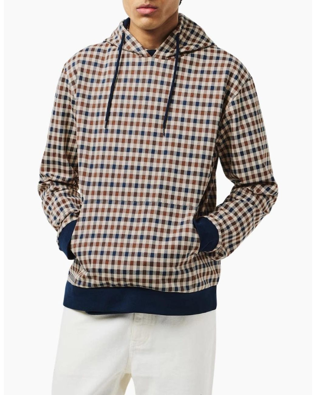 Aquascutum Gray Active Club Check Hoodie for men
