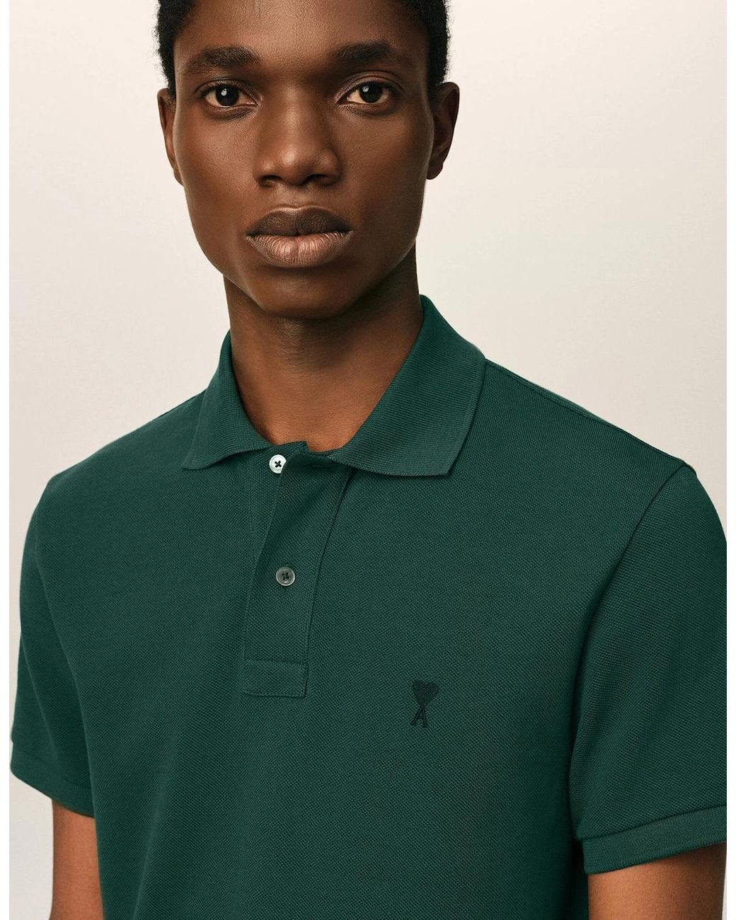 AMI Green Adc Piquet Polo Shirt for men