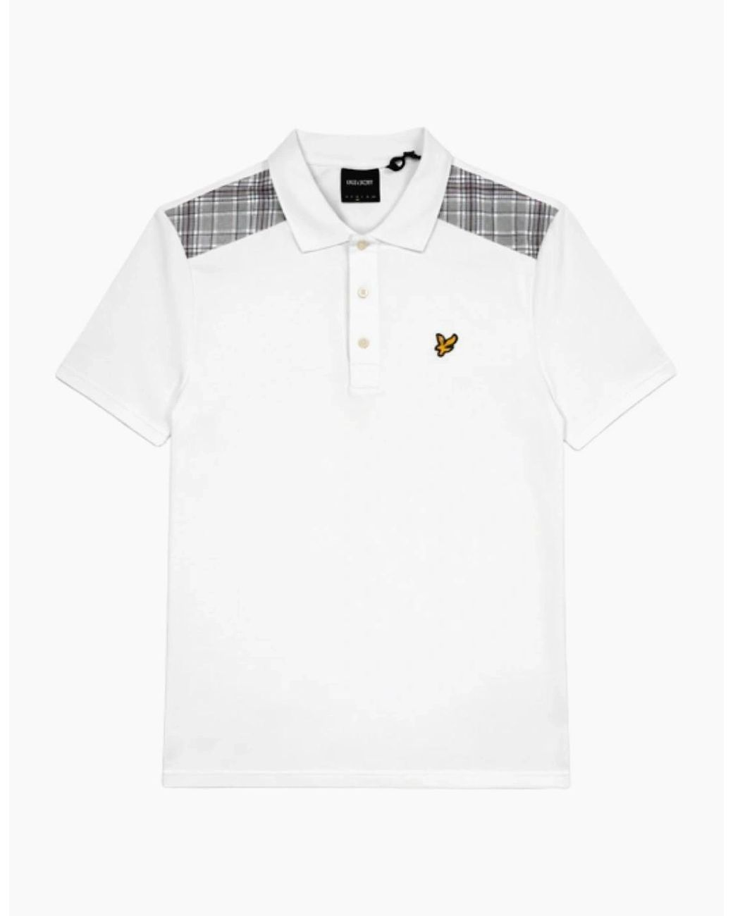 Lyle & Scott White Check Panelled Polo Shirt for men