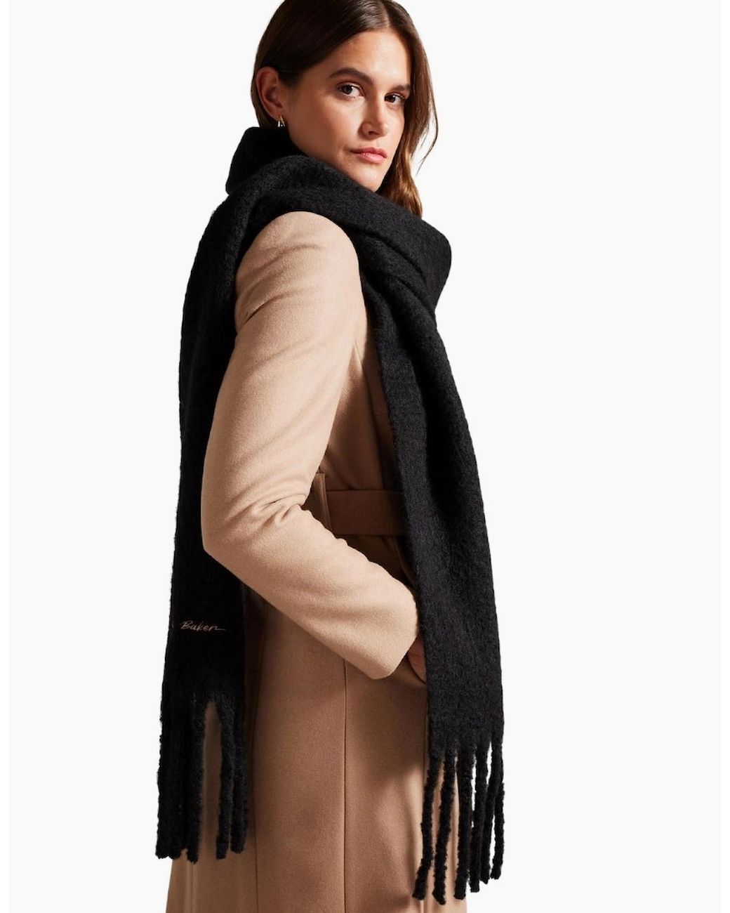 Ted Baker Black Shell's Skinny Woven Scarf