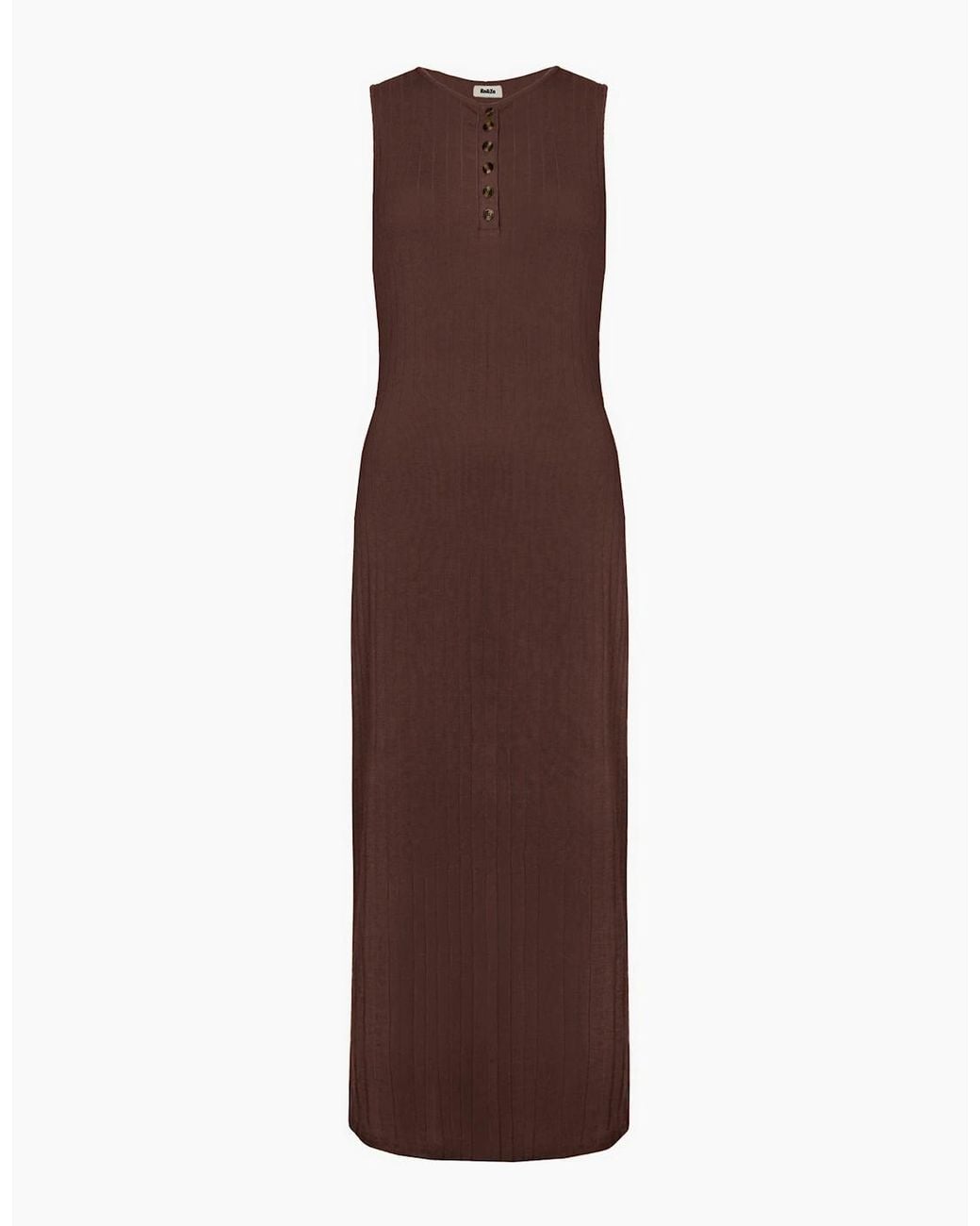 Ro&zo Natural Chocolate Rib Column Dress