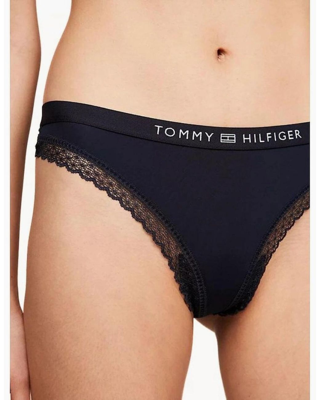 Tommy Hilfiger Blue Th Tonal Logo Lace Thong