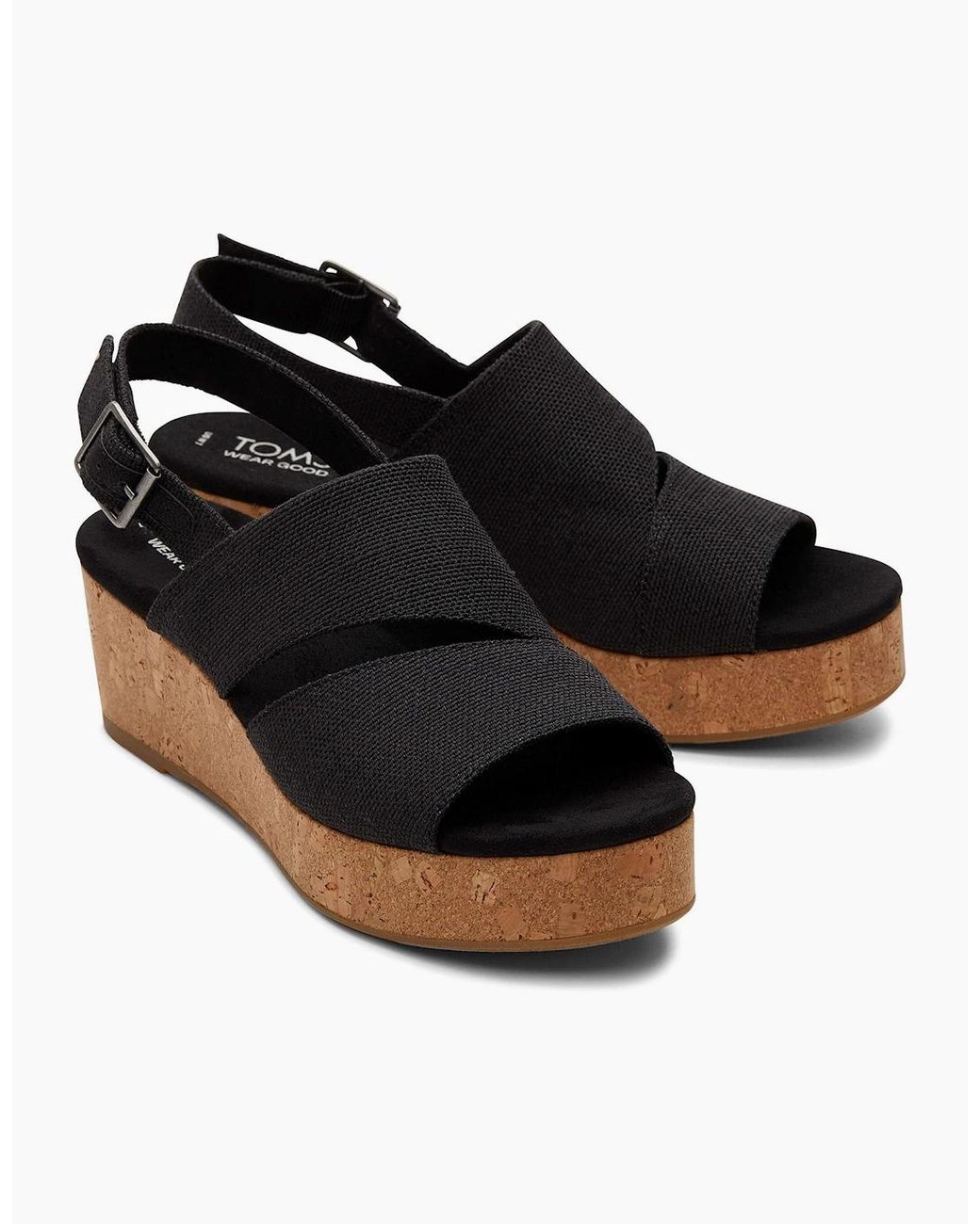 TOMS Black Claudine Wedge Sandals