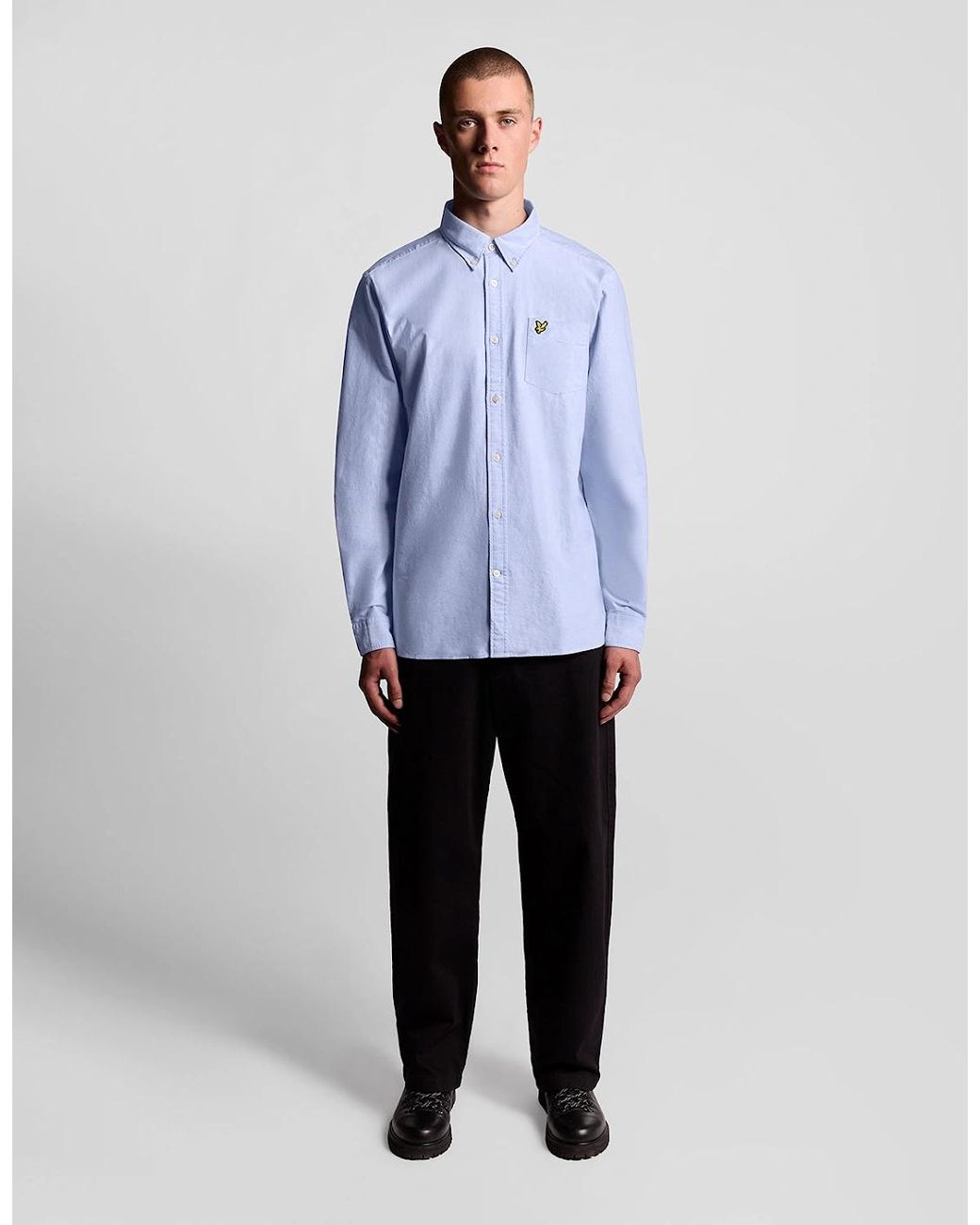 Lyle & Scott Blue Cotton Button Down Oxford Shirt for men