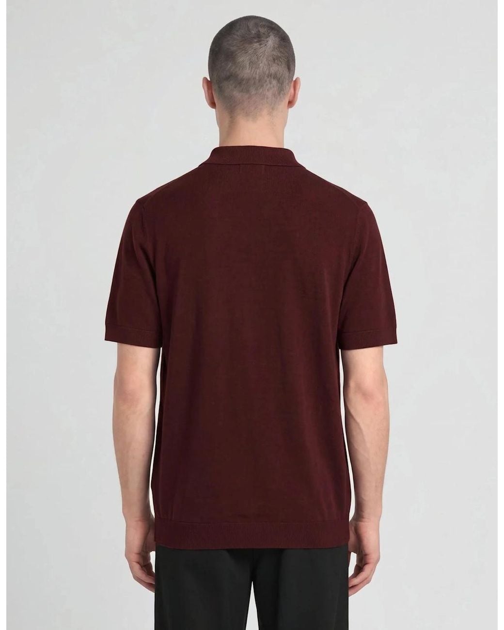 Lyle & Scott Red Lyle & Scott Archive Knitted Polo Claret Jug for men