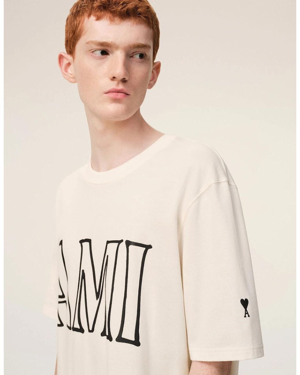 AMI White Graphic T Shirt for men