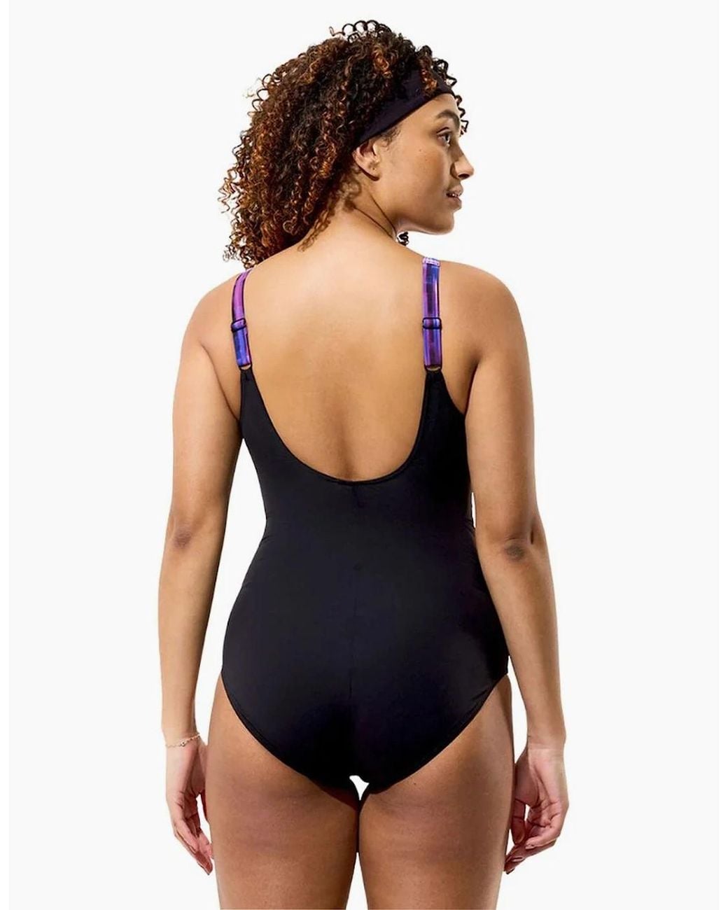Speedo Blue Ladies Luna Lustre Distorted One Piece Swimsuit