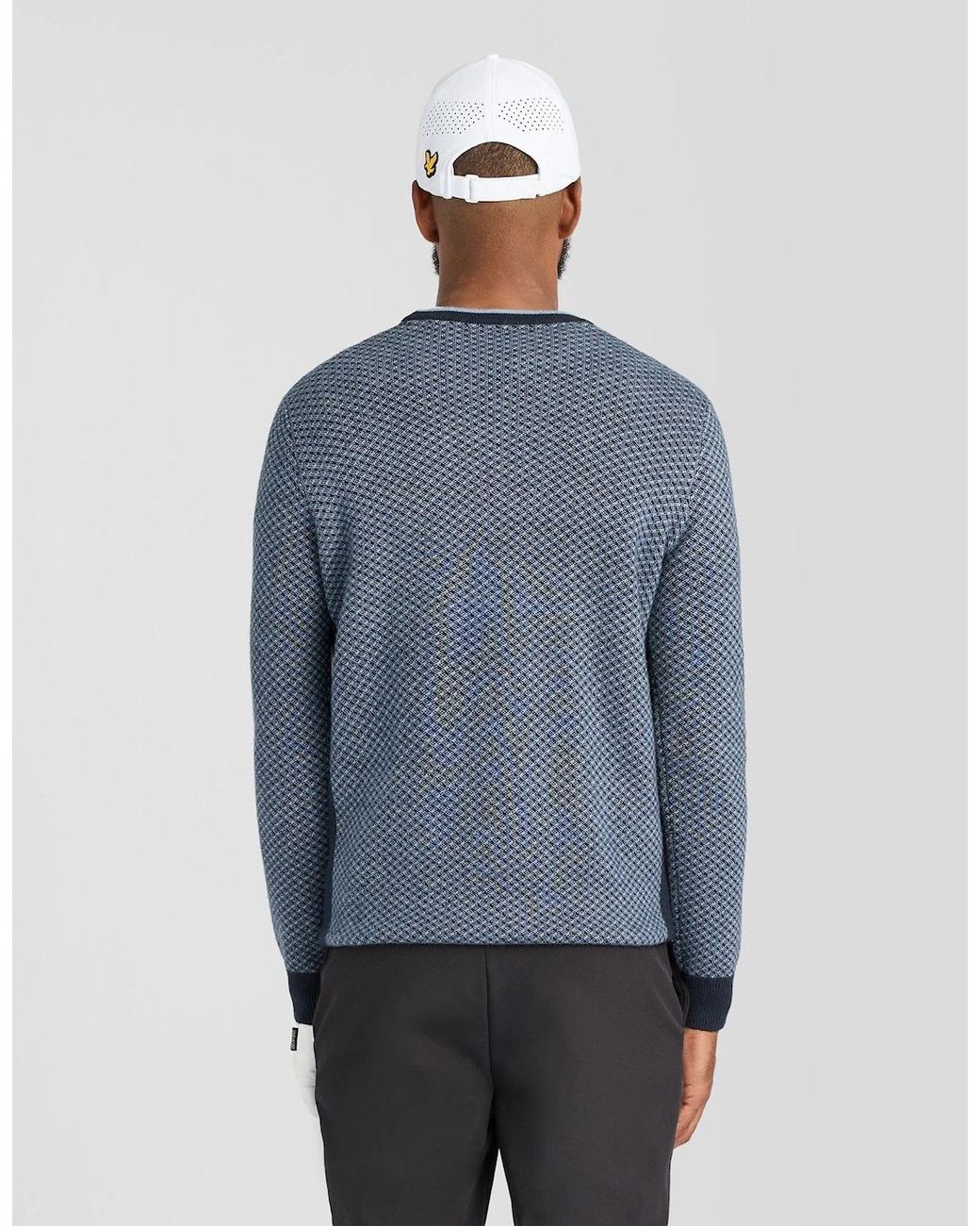 Lyle & Scott Blue Cashmere Blend Crew Neck Jumper for men