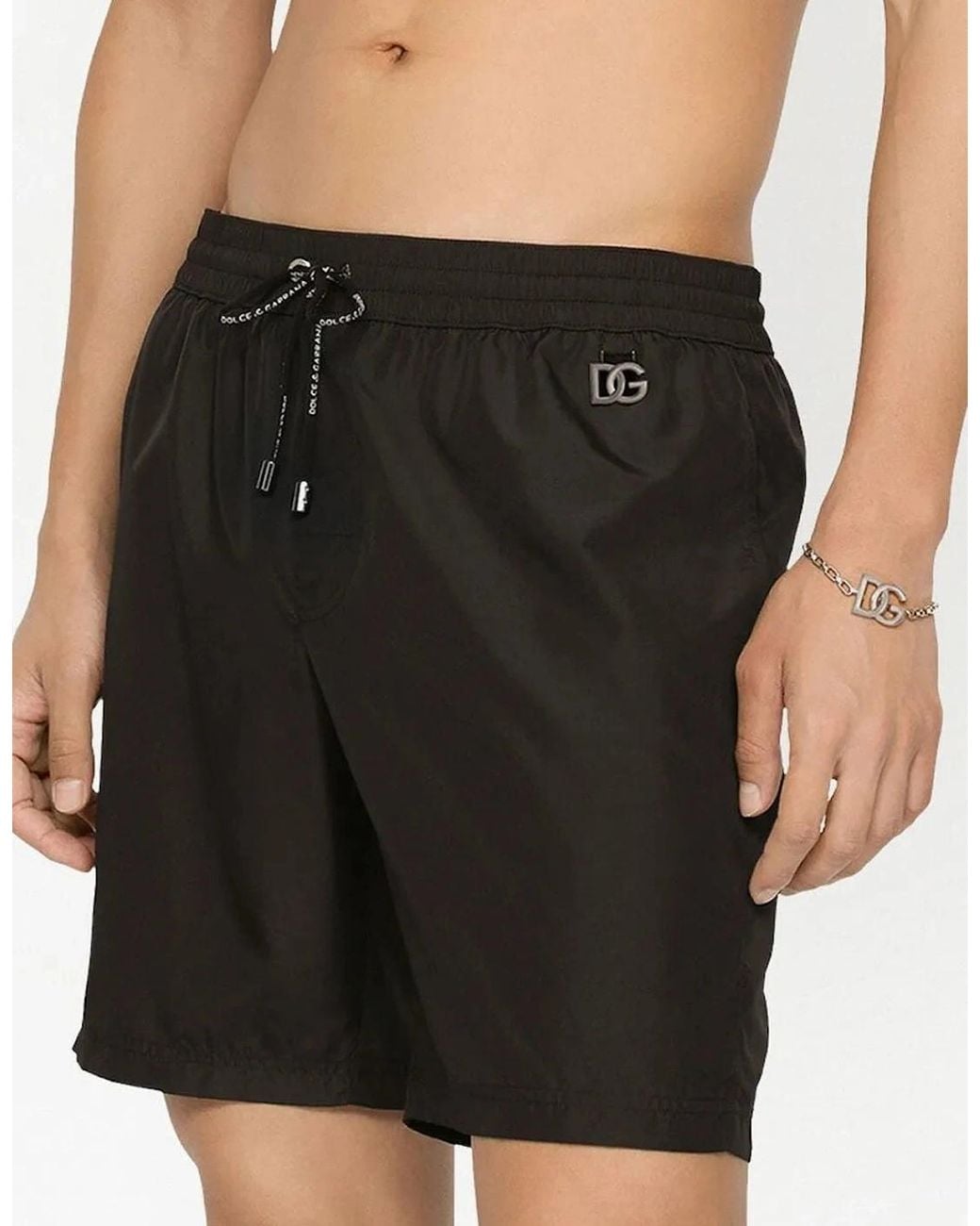 Dolce & Gabbana Black Swim Shorts Logo Tag for men