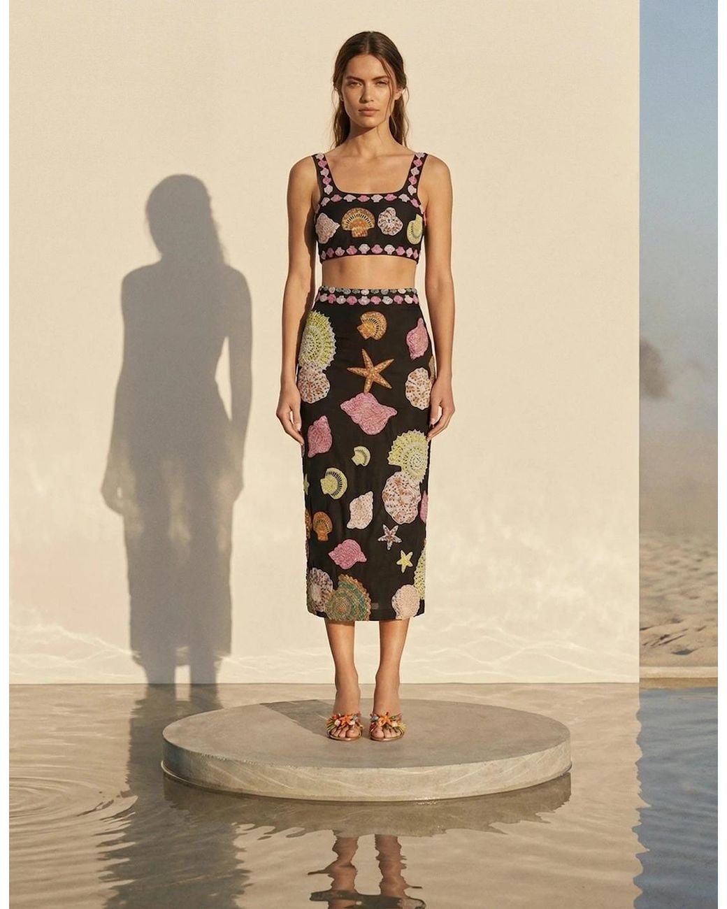 Oceanus White New York Hand-Embroidered Co-Ord Top