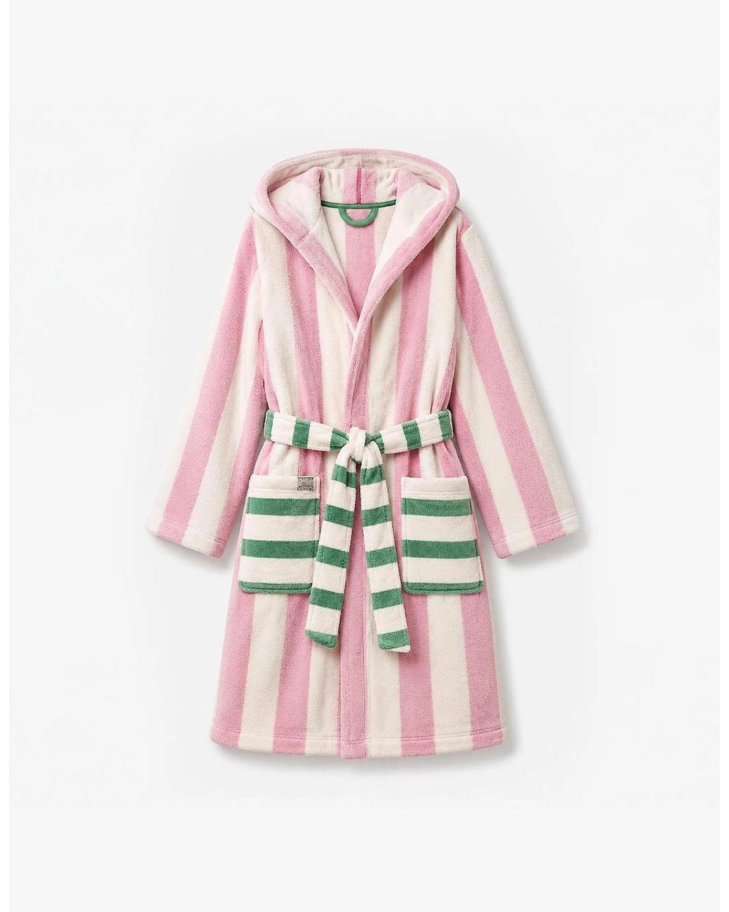 Joules Pink G49621 Luna Ladies Robe/Cream Stripe Bathrobe/Cream Stripe