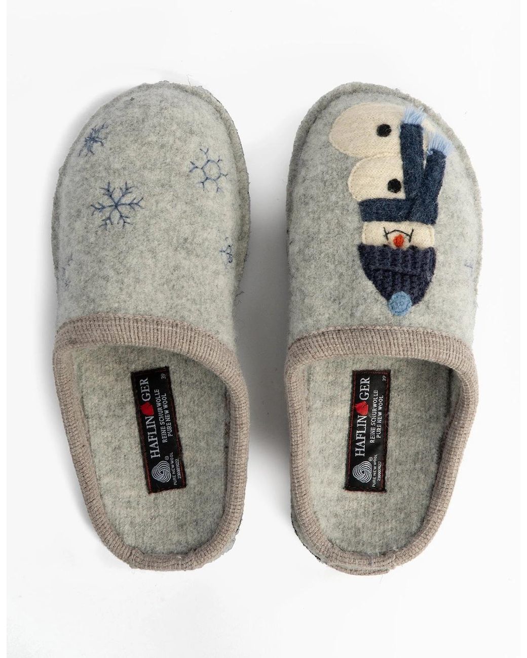 Haflinger Gray Olaf Snowman Mule Slippers Light