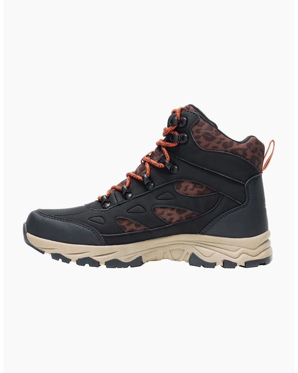 Regatta Black Ladies Vendora Leopard Synthetic Leather Walking Boots
