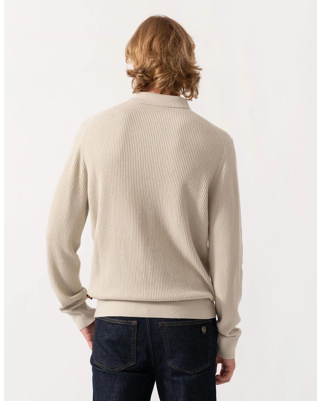 Boss Natural Boss Afedro Long Sleeve Knit Polo Shirt for men
