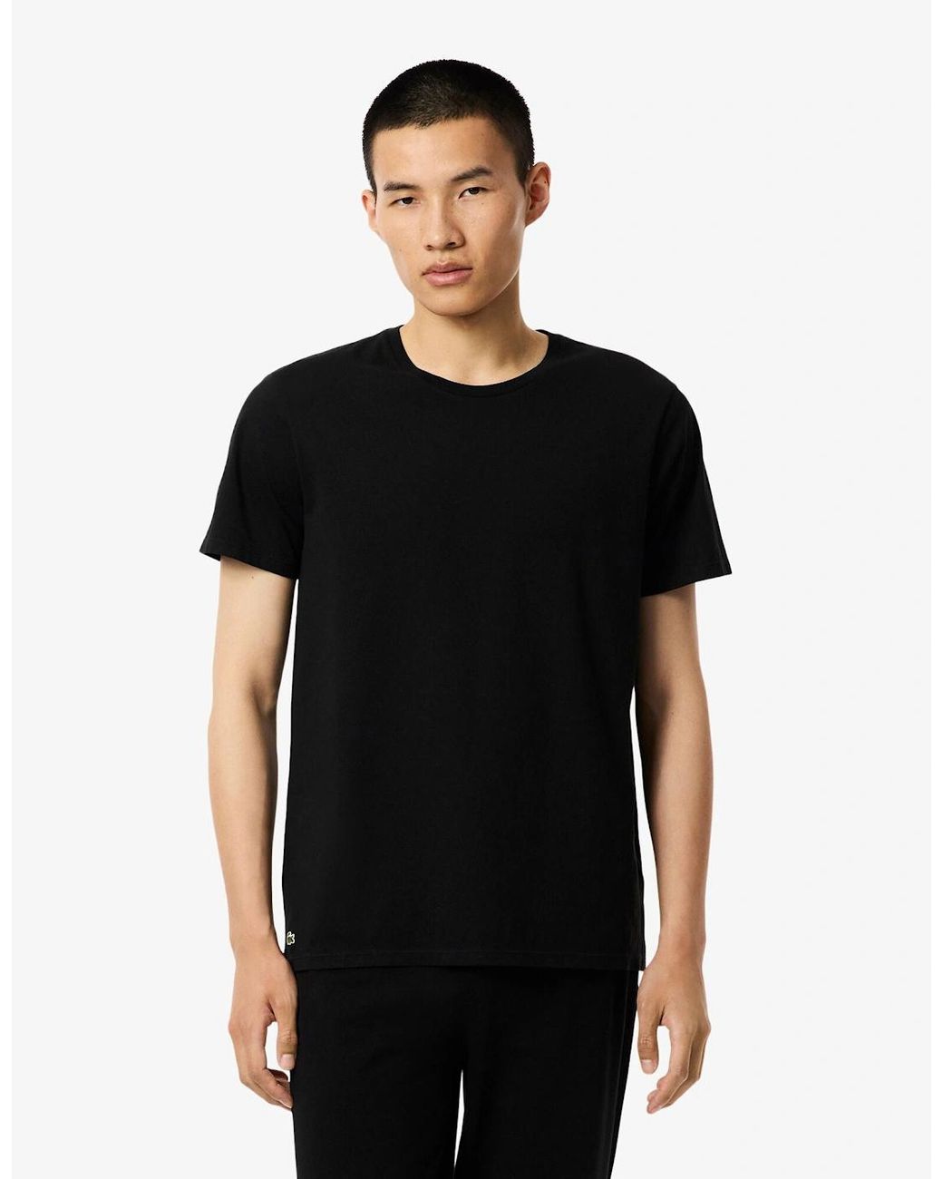 Lacoste Black 3-Pack Cotton Crew Neck T-Shirts for men