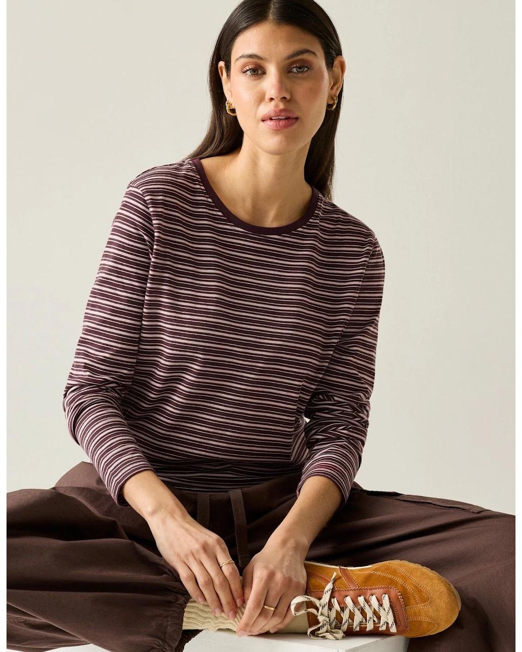 Regatta Blue Ladies Federica Stripe Long-Sleeved T-Shirt