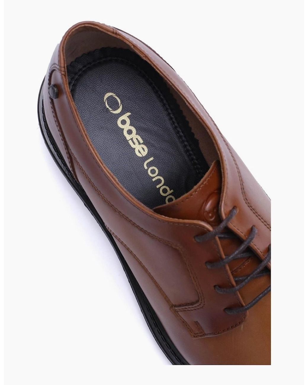 Base London Brown London Carter Leather Tan Derby Shoes for men