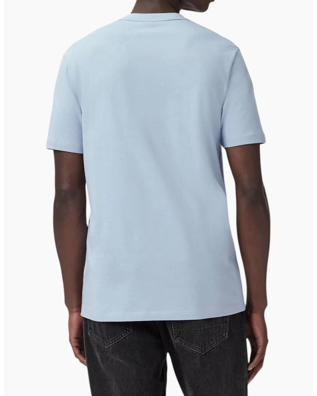 AllSaints Blue T Shirts Lycra Stretch Cotton Crew Neck Short Sleeve Summer Tee for men