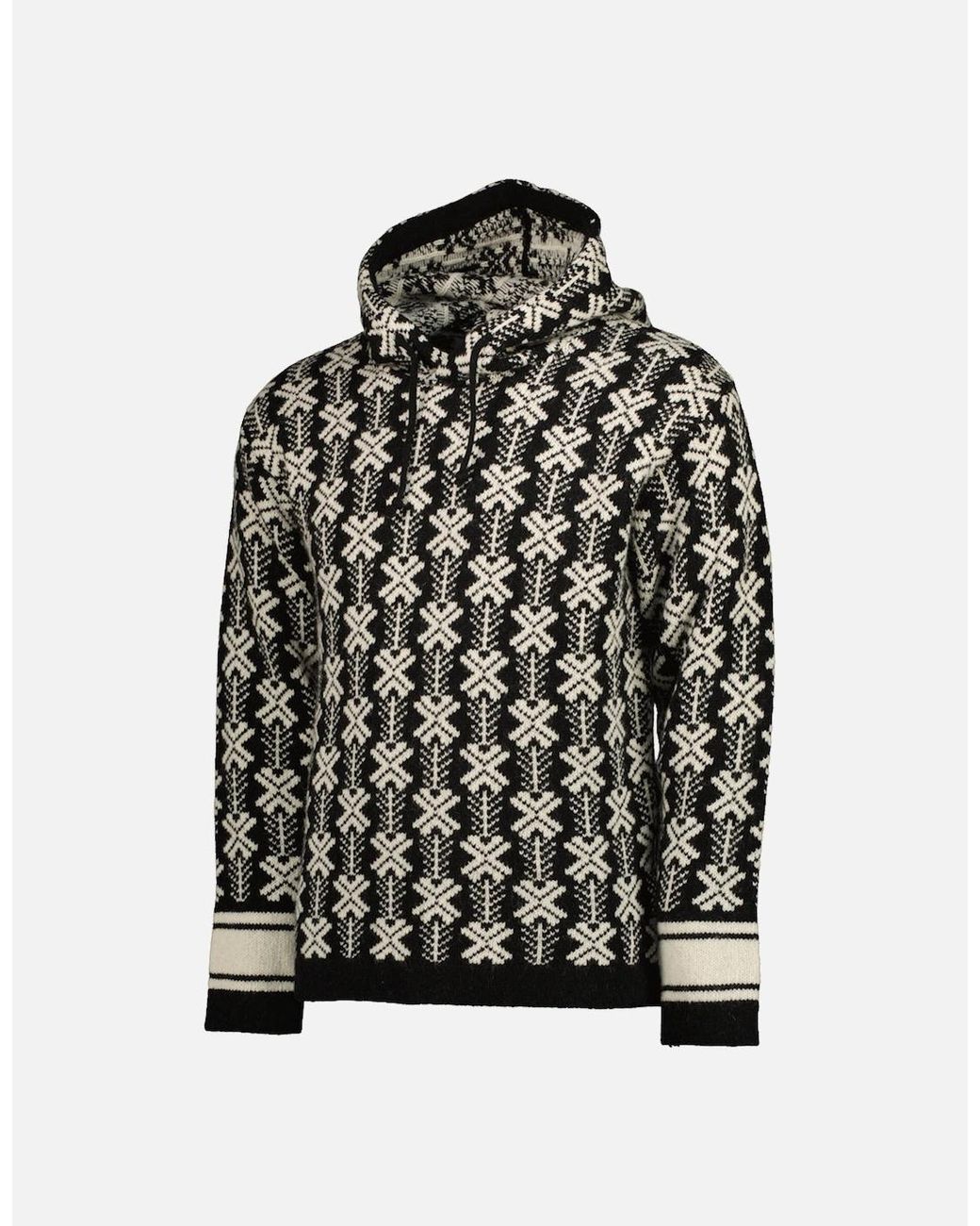 C P Company Black Wool Jacquard Logo Hooded Knit for men