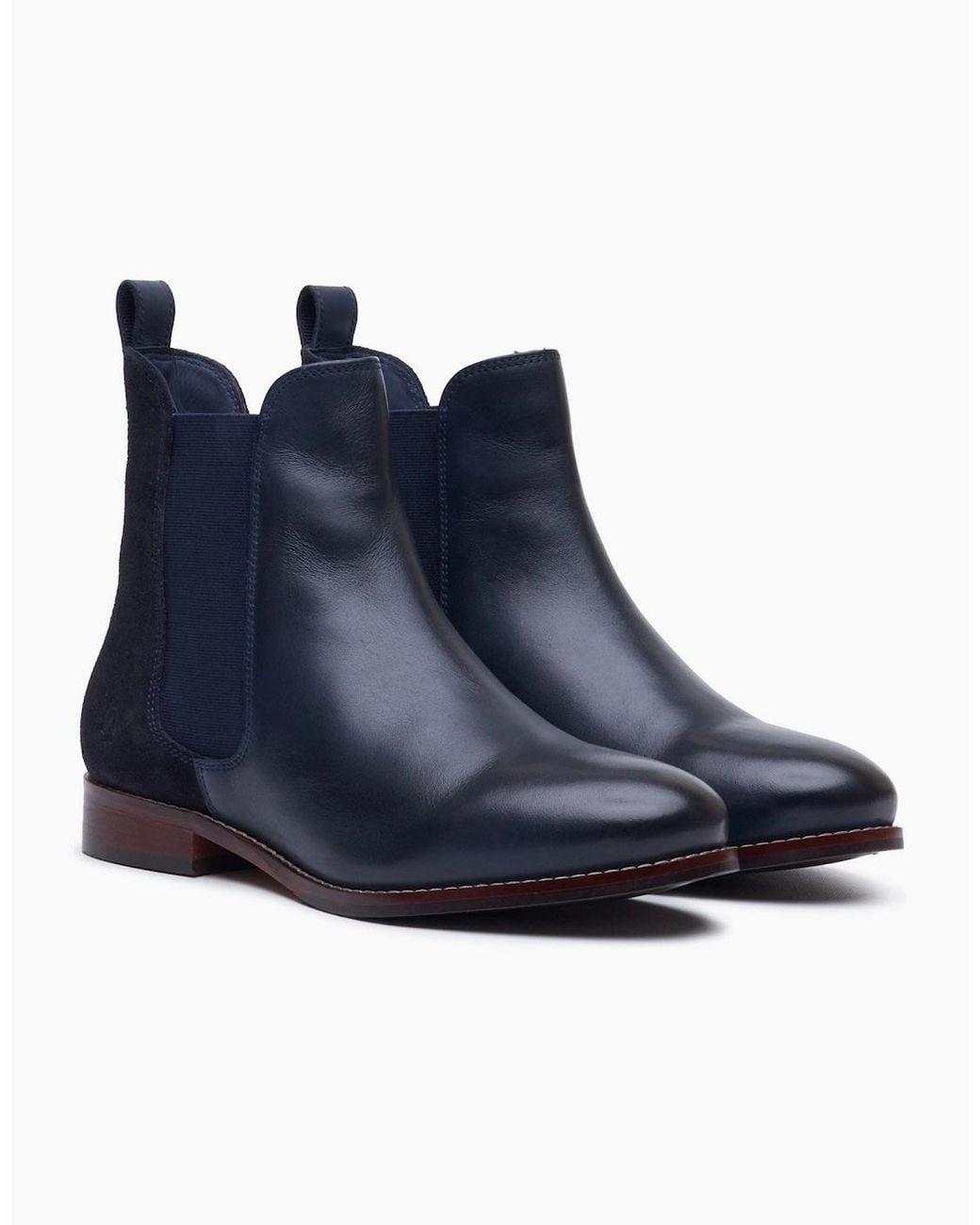 Hush Puppies Blue Colette Leather Wide Fit Flat Chelsea Boots