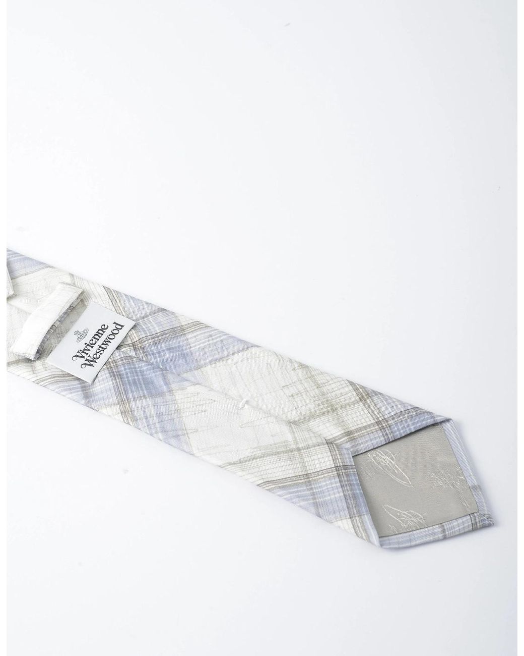 Vivienne Westwood White Check Orb Plaid Tie for men