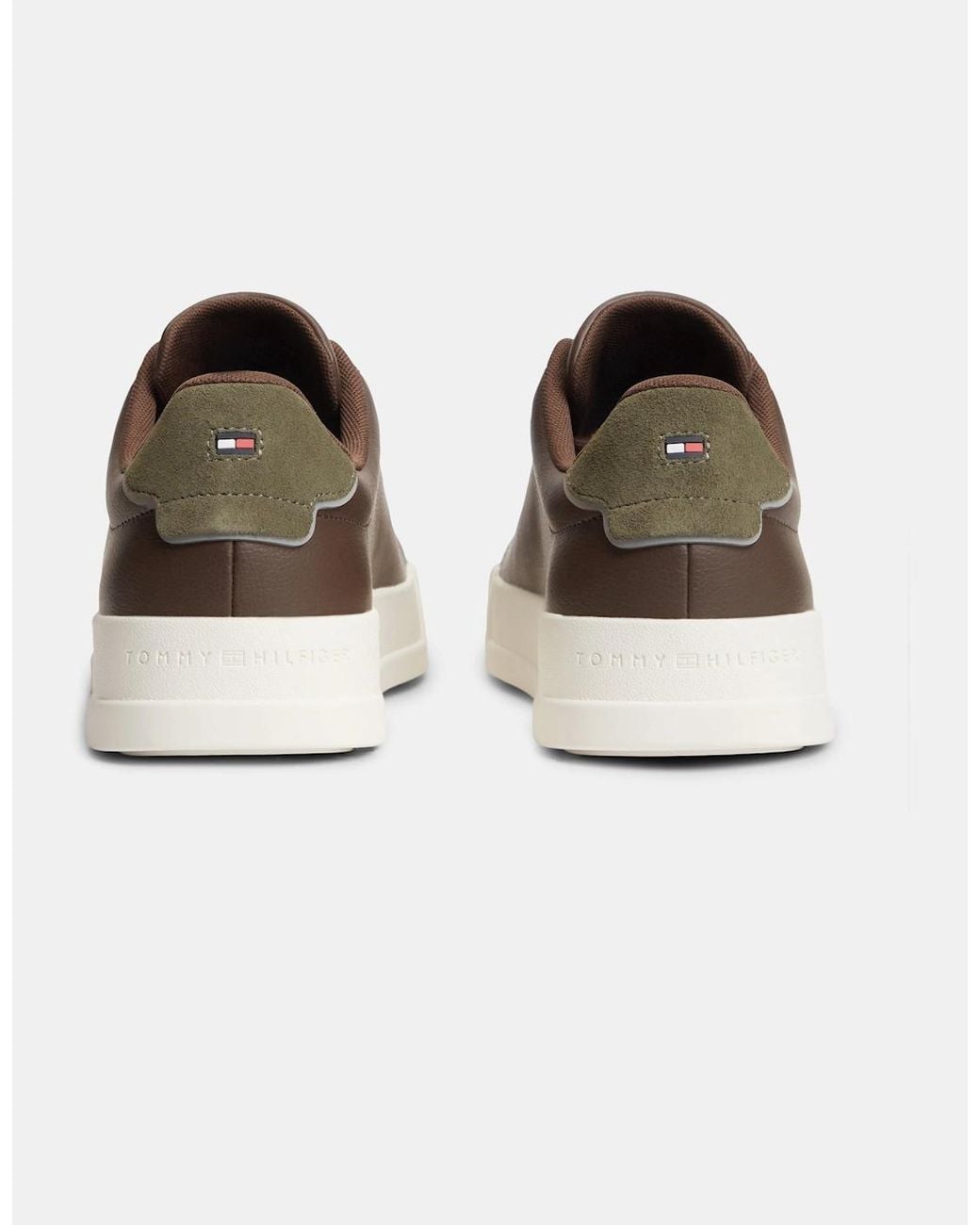 Tommy Hilfiger Brown Court Leather Detail Trainer for men