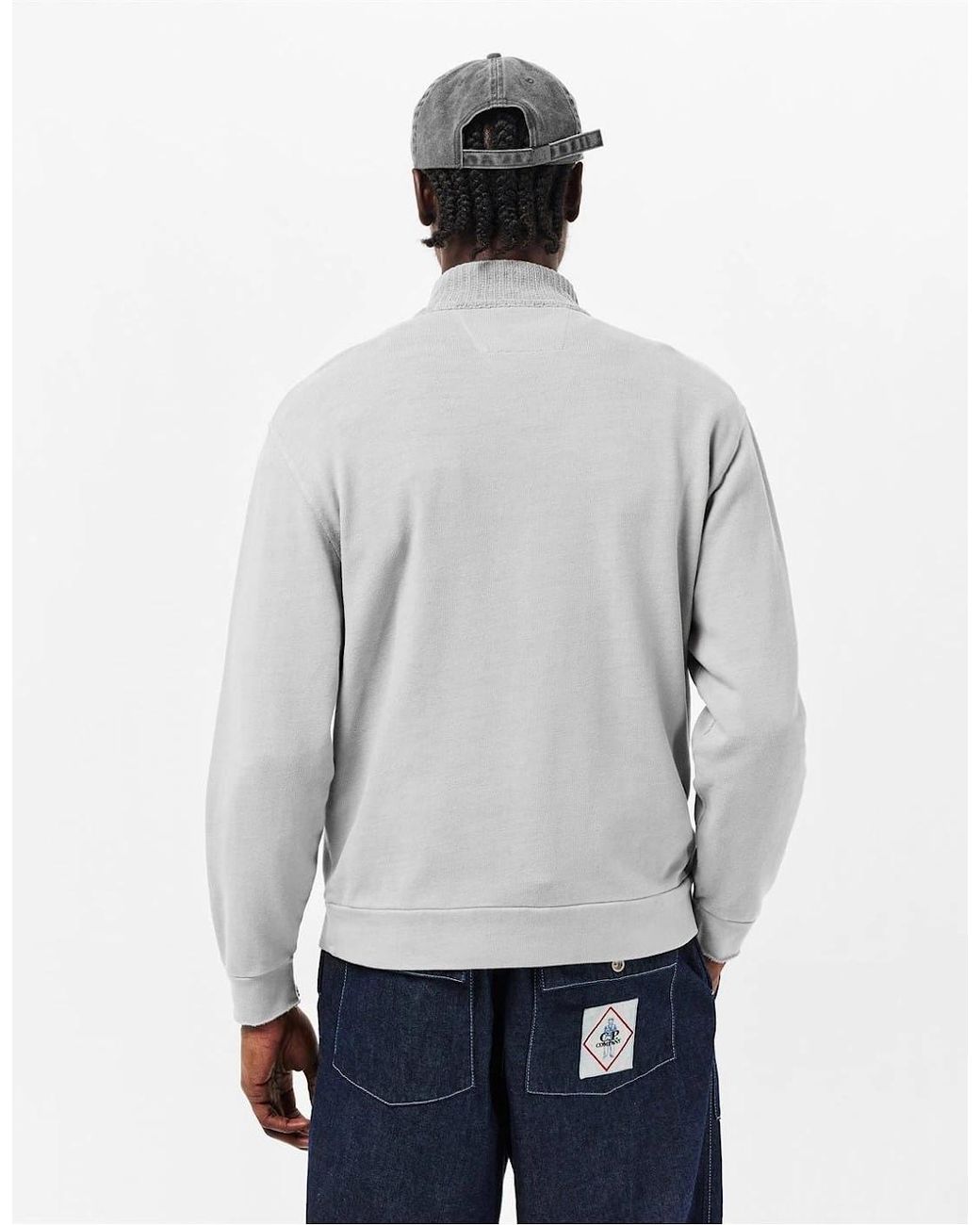 C P Company Gray Polo Collar Sweatshirt for men