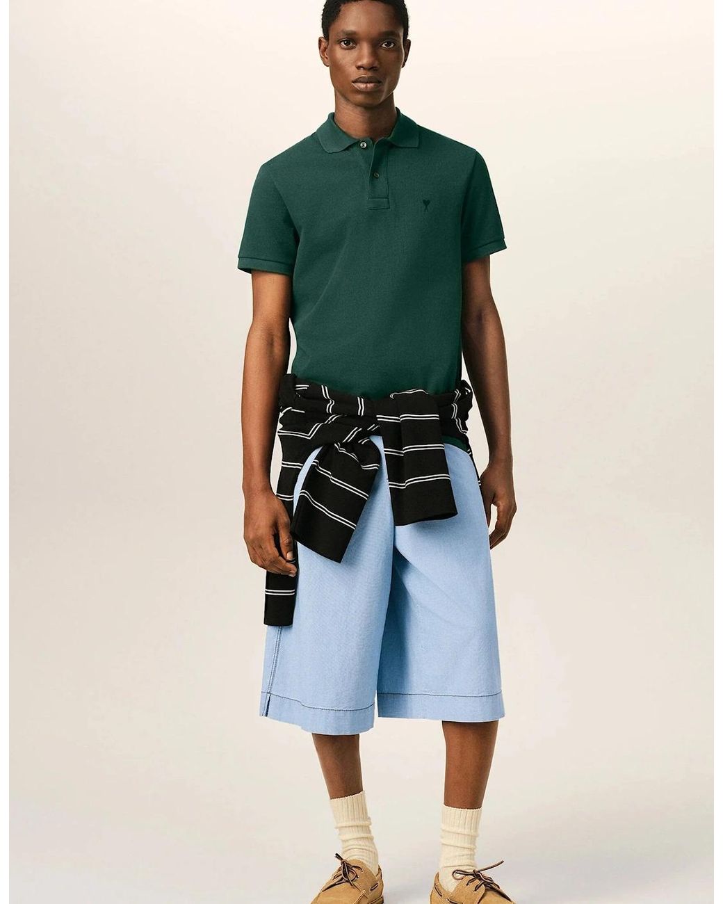 AMI Green Adc Piquet Polo Shirt for men
