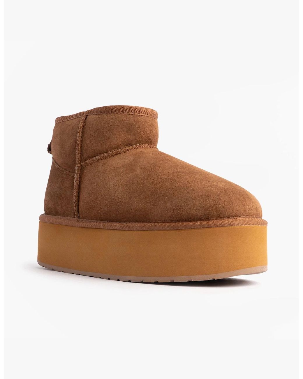 EMU Brown Australia Stinger Micro Flatform Sheepskin Boot Chestnut