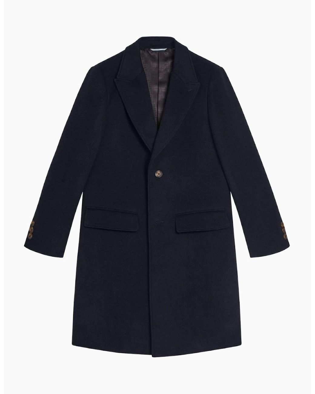 Ted Baker Blue Wilding Wool Blend Overcoat for men