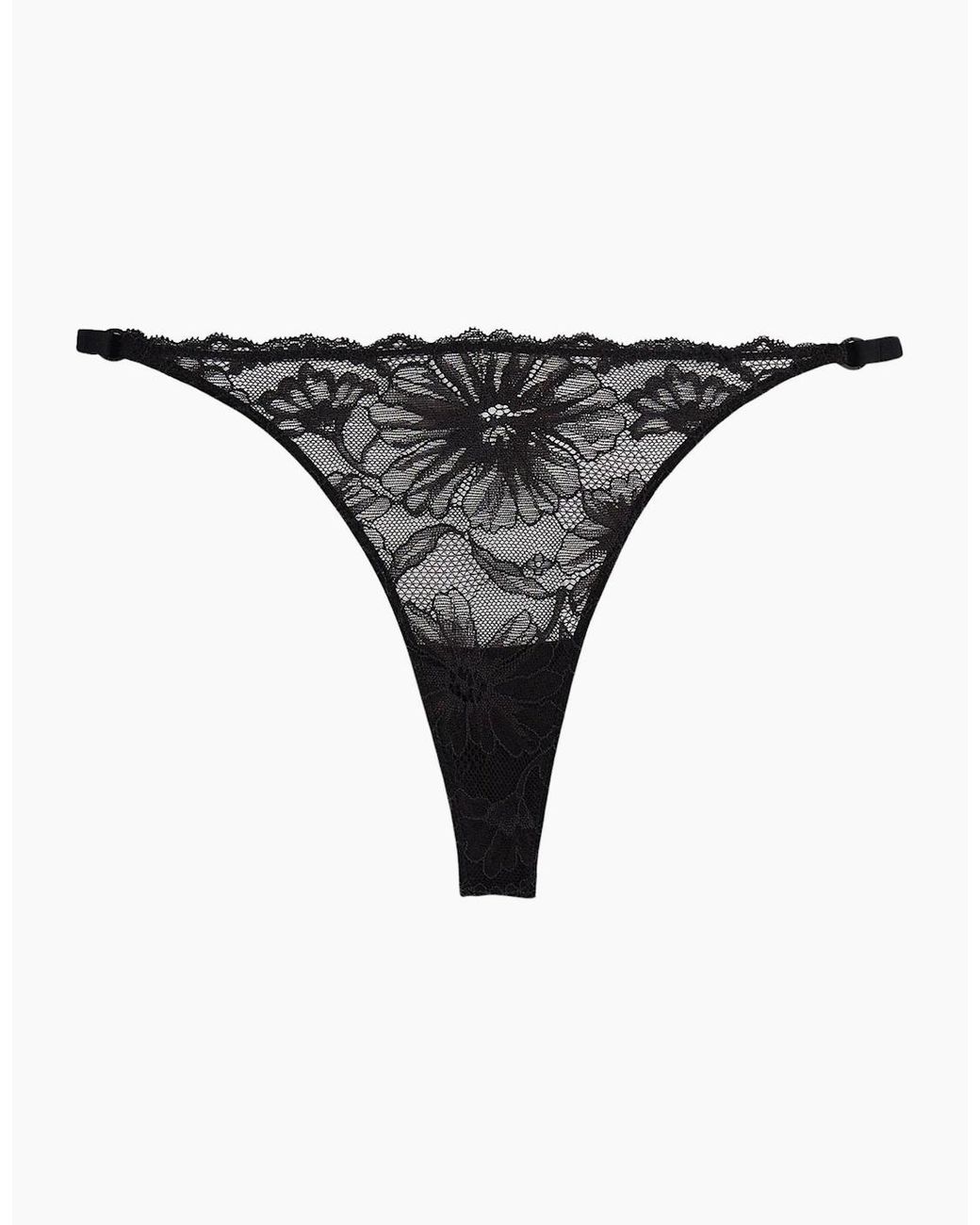 Tommy Hilfiger Gray Floral Lace Tanga Thong