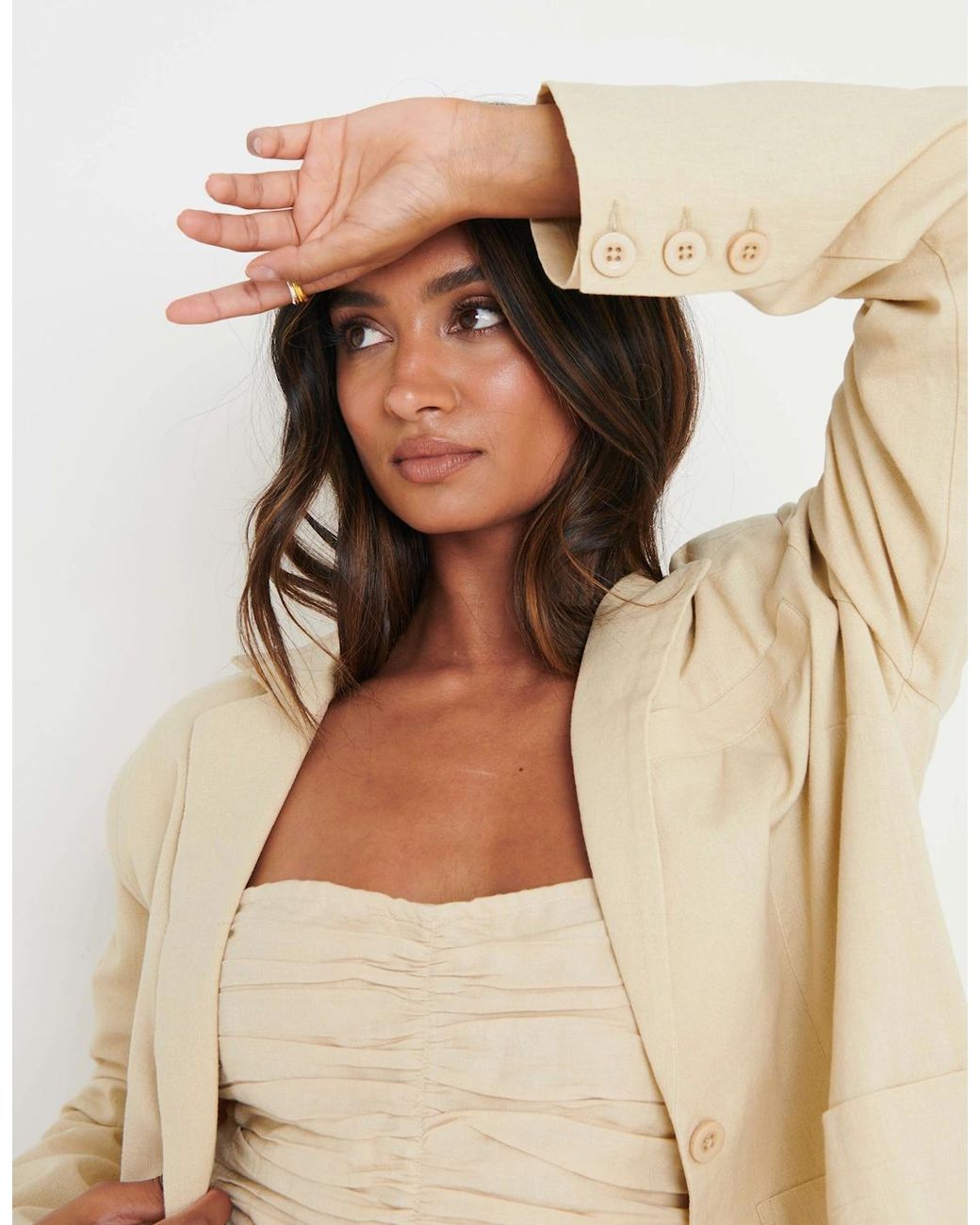 Pretty Lavish Natural Dylan Dad Linen Blazer