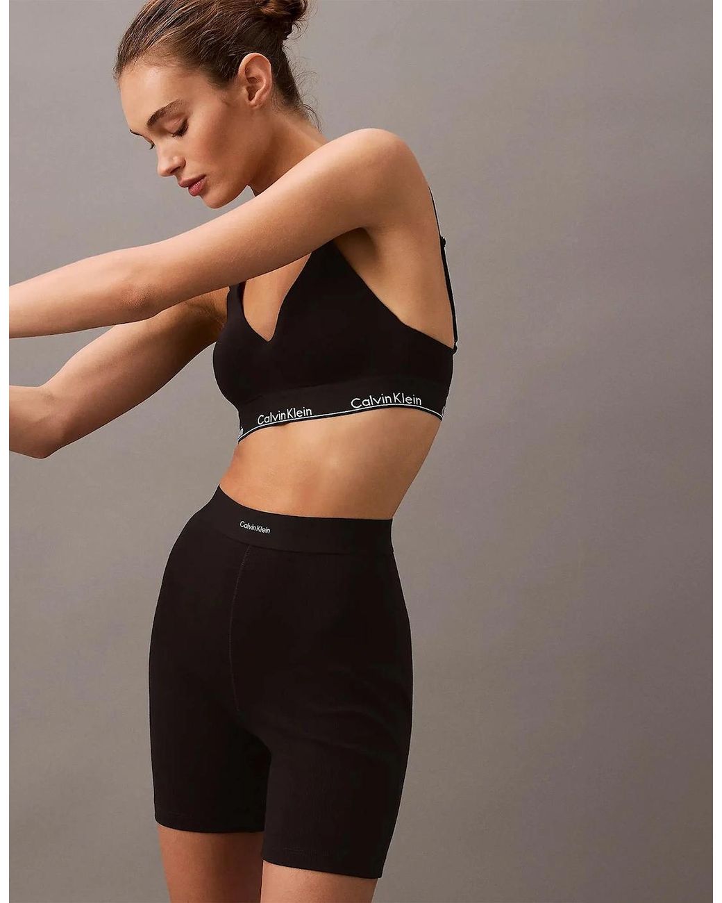 Calvin Klein Black Cotton Stretch Rib Lounge Shorts