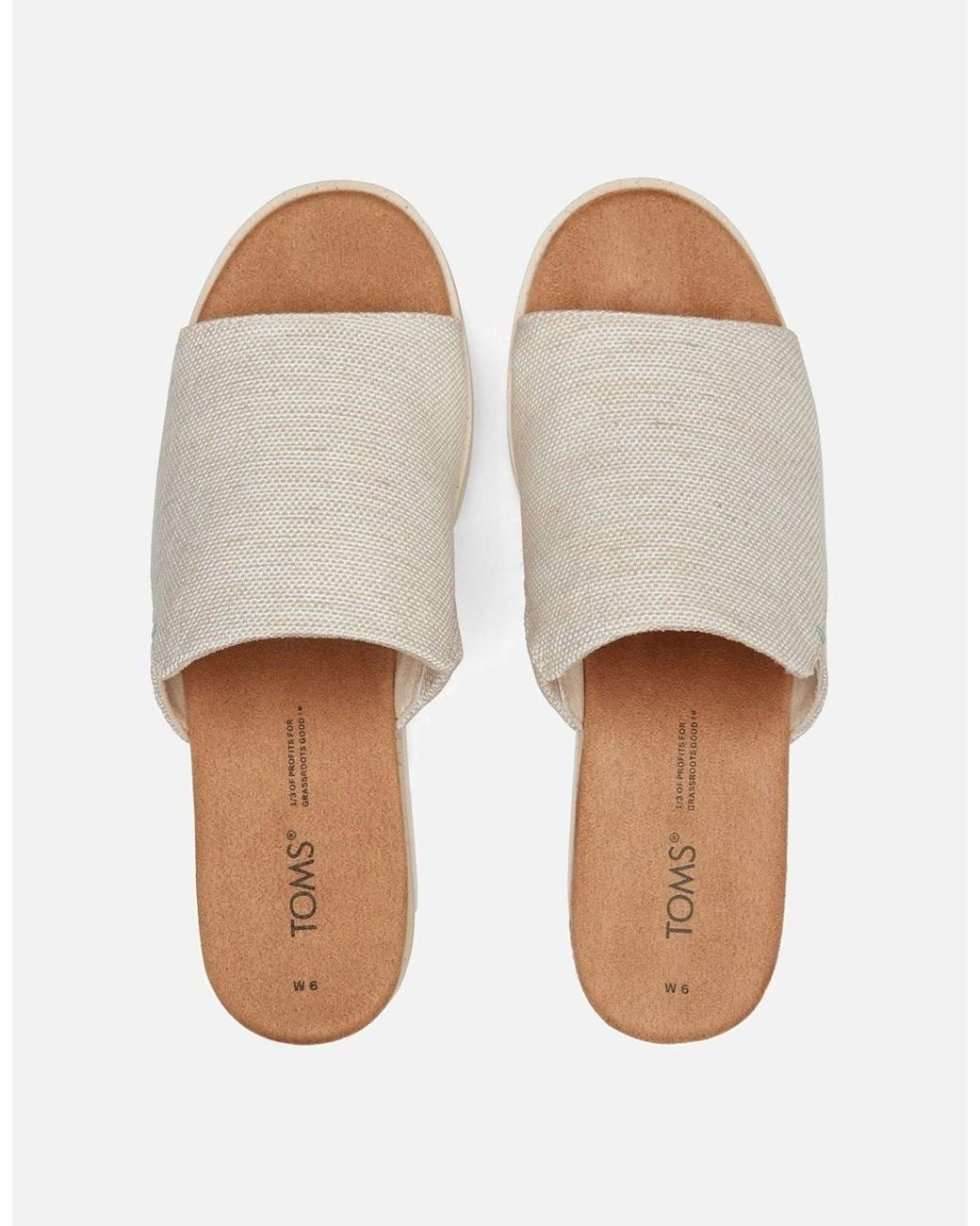 TOMS White Diana Mule Nylon Natural Wedges