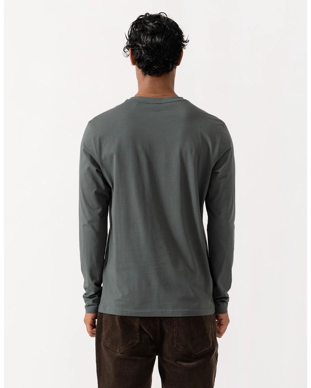 Boss Gray Boss Tchark Long Sleeve Stretch Cotton T-Shirt for men