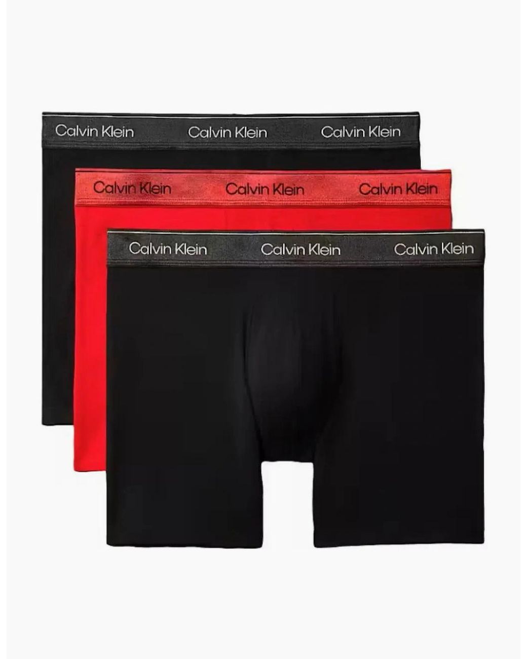 Calvin Klein Red 3-Pack Icon Cotton Stretch Metallic Waist Boxer Briefs for men
