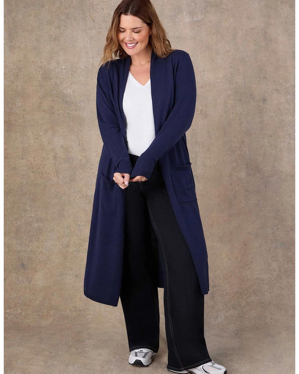 Live Unlimited London Blue Longline Knitted Cardigan