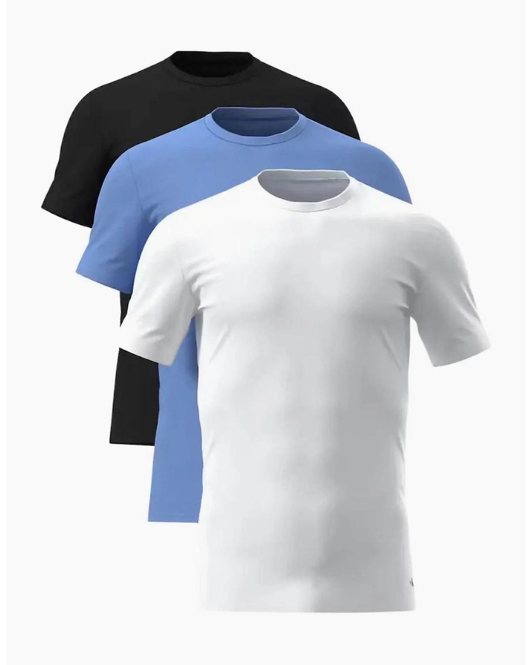 Calvin Klein Blue 3-Pack Cotton Microfibre Stretch T-Shirts for men